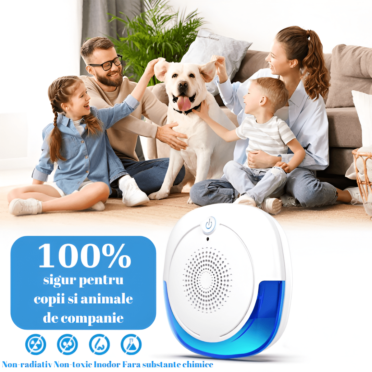 Aparat Impotriva Rozatoarelor si Insectelor HASEPE, Control Electronic cu Ultrasunete 12 - 150Hz, Anti Gandaci si Tantari, Acoperire 160mp, Protectie 360°, Fara Chimicale, Alb - HASEPE