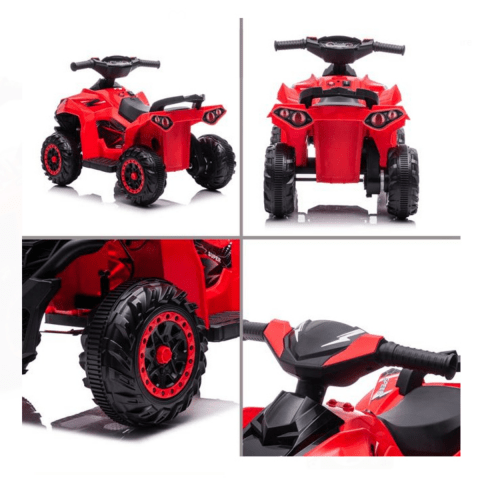 ATV Electric Copii HASEPE, cu Muzica si Lumini, Scaun Confortabil, Viteza 3 km/h, 72x43x50 cm, Unisex, Varsta 3 - 5 ani, Negru/Rosu - HASEPE