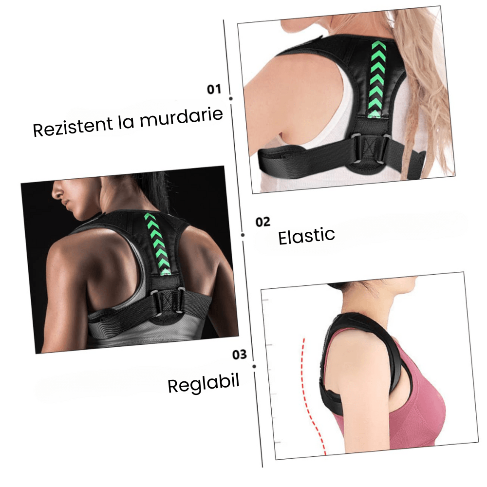 Corector Postura Inteligent HASEPE, Centura Spate Reglabila pentru Indreptarea Coloanei, Umerilor si Claviculei, Ham Ergonomic, Material Respirabil, Marime M, Barbati/Femei - HASEPE