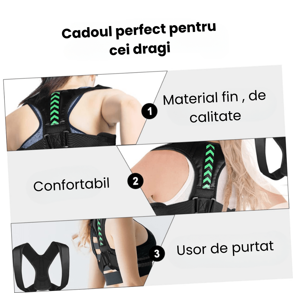 Corector Postura Inteligent HASEPE, Centura Spate Reglabila pentru Indreptarea Coloanei, Claviculei si Umerilor, Ham Ergonomic, Material Respirabil, Marime S, Barbati/Femei - HASEPE