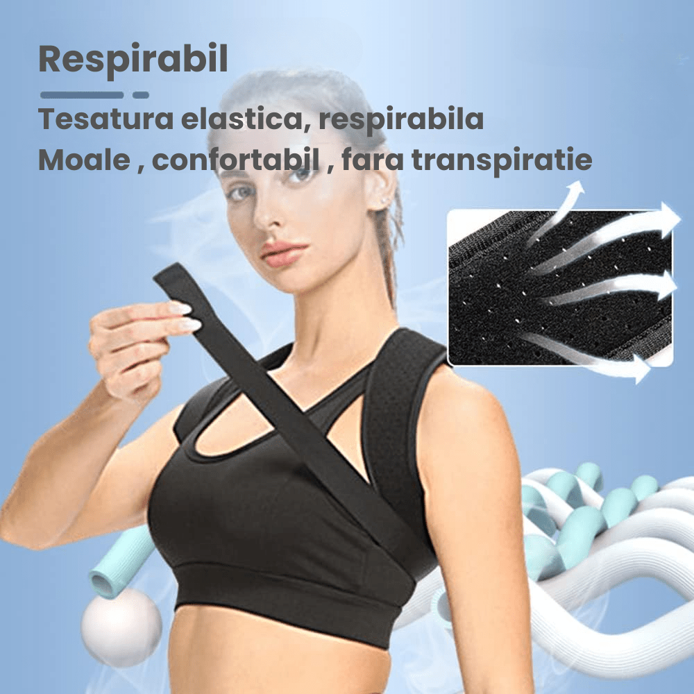 Corector Postura Inteligent HASEPE, Centura Spate Reglabila pentru Indreptarea Coloanei si Umerilor, Ham Ergonomic, Material Respirabil, Marime L, Barbati/Femei - HASEPE