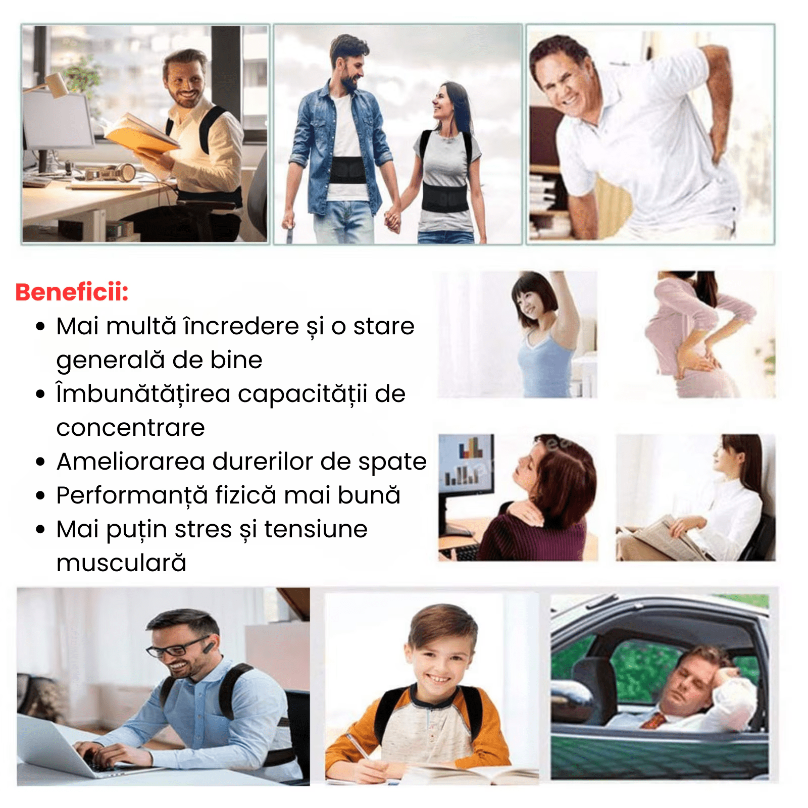 Corector postura HASEPE, centura REGLABILA pentru spate si corectie postura, sustine CIFoZA, LORDOZA, SCOLIOZA si HERNIE de DISC, ajuta la aliniere COLOANA si UMERI, centura LOMBARA ortopedica UNISEX - HASEPE