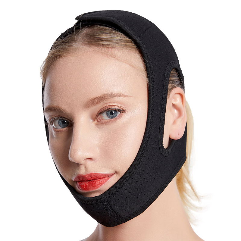 Curea Anti Sforait HASEPE, Suport Maxilar pentru Barba si Barbie, Reglabila, Material Moale si Respirabil, Marime Universala, Negru