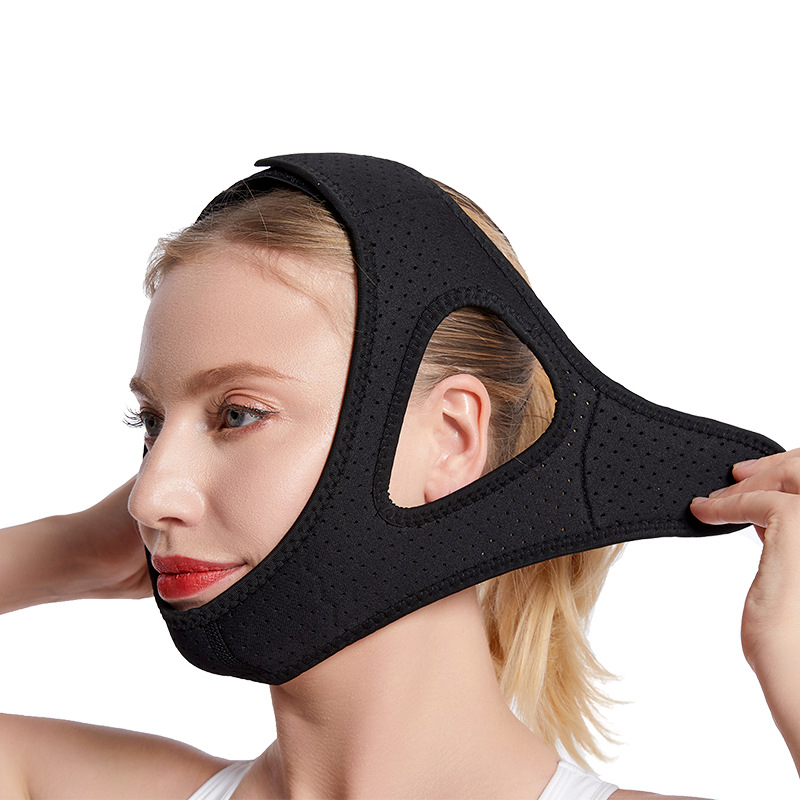 Curea Anti Sforait HASEPE, Suport Maxilar pentru Barba si Barbie, Reglabila, Material Moale si Respirabil, Marime Universala, Negru