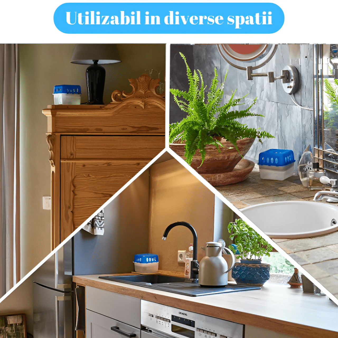 Dezumidificator Pasiv HASEPE, 2 Rezerve Incluse, 400 g, Parfum Vanilie, Fara Energie, Pentru Spatii Pana la 35 m², Bai, Dulapuri, Rulote si Autorulote - HASEPE