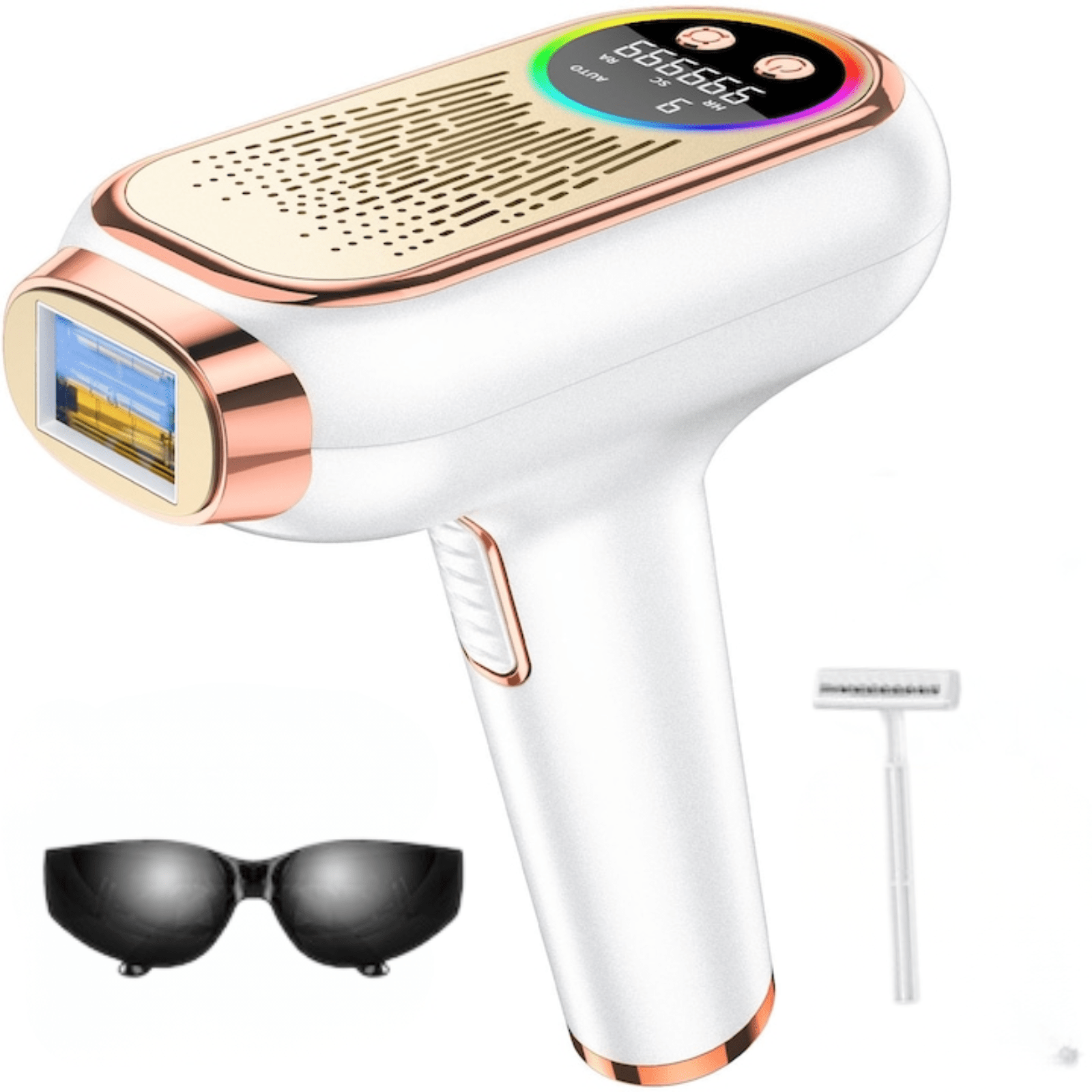 Epilator IPL profesional HASEPE cu 999.999 impulsuri, epilator IPL profesional 3 in 1 cu mod manual si automat, 9 niveluri de putere, tehnologie dublu flash, racire fara durere, anti - acnee, epilare de - HASEPE