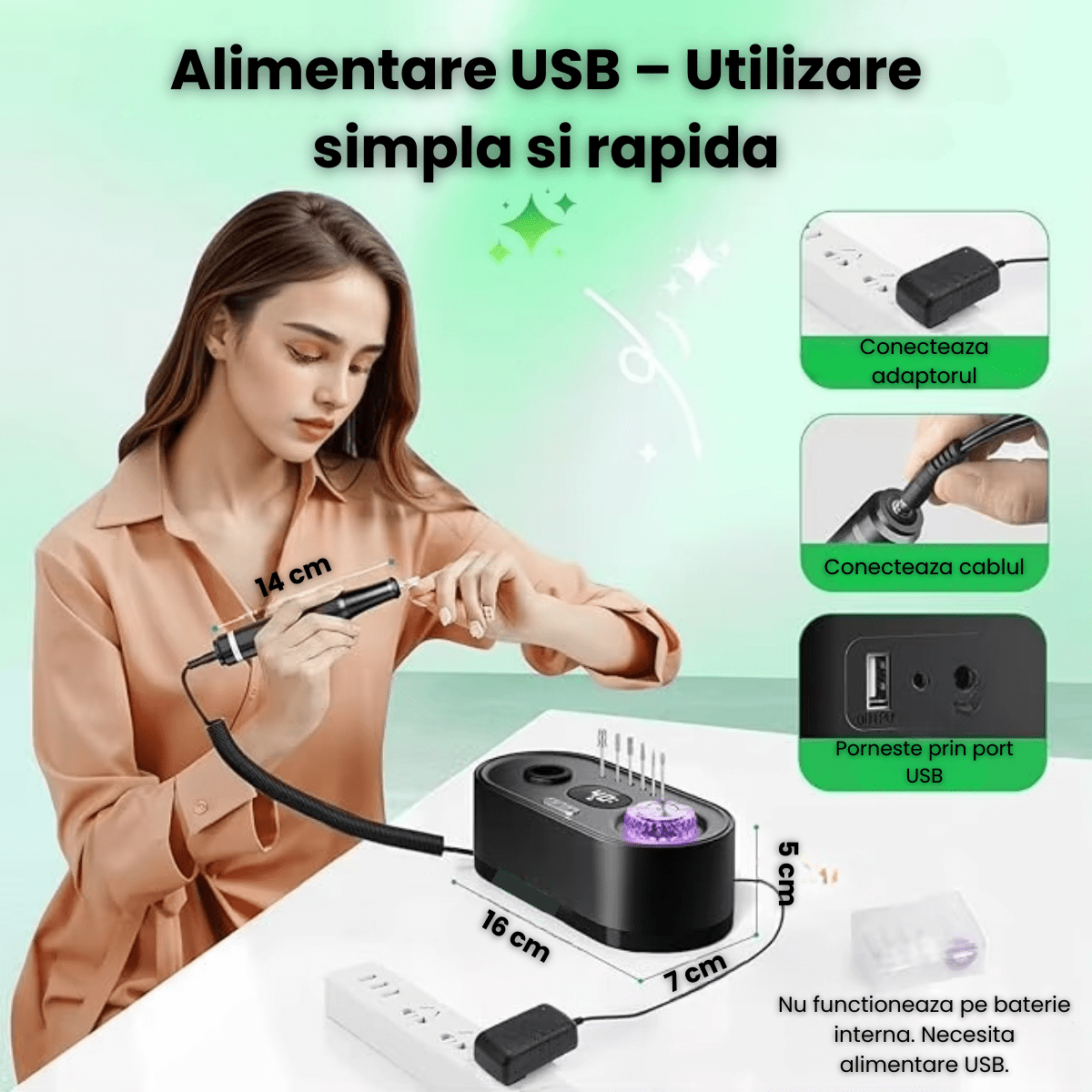 Freza Unghii HASEPE Profesionala 40000 RPM, Pila Electrica Reincarcabila Cu Suport, Freza Electrica Unghii Cu Rotatie Dubla, Capete Detasabile, LCD, Control Viteza, Manichiura Pedichiura, Freza Unghii - HASEPE