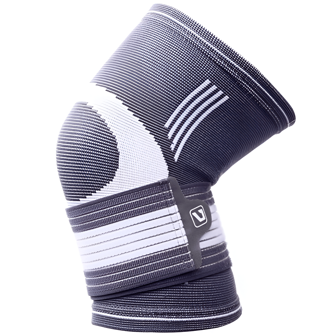 Genunchiera Ajustabila HASEPE, Banda Reglabila cu Stabilizator Medical, Compresie si Suport Genunchi, Material Respirabil, Marime Universala, Pentru Sport, Recuperare, Dureri si Leziuni, Gri/Alb - HASEPE