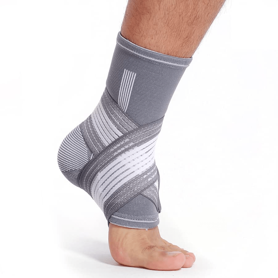 Glezniera Elastica HASEPE, Bandaj Tip Soseta cu Banda Reglabila Velcro, Compresie si Suport Glezna, Marime Universala, Unisex, Gri/Alb - HASEPE