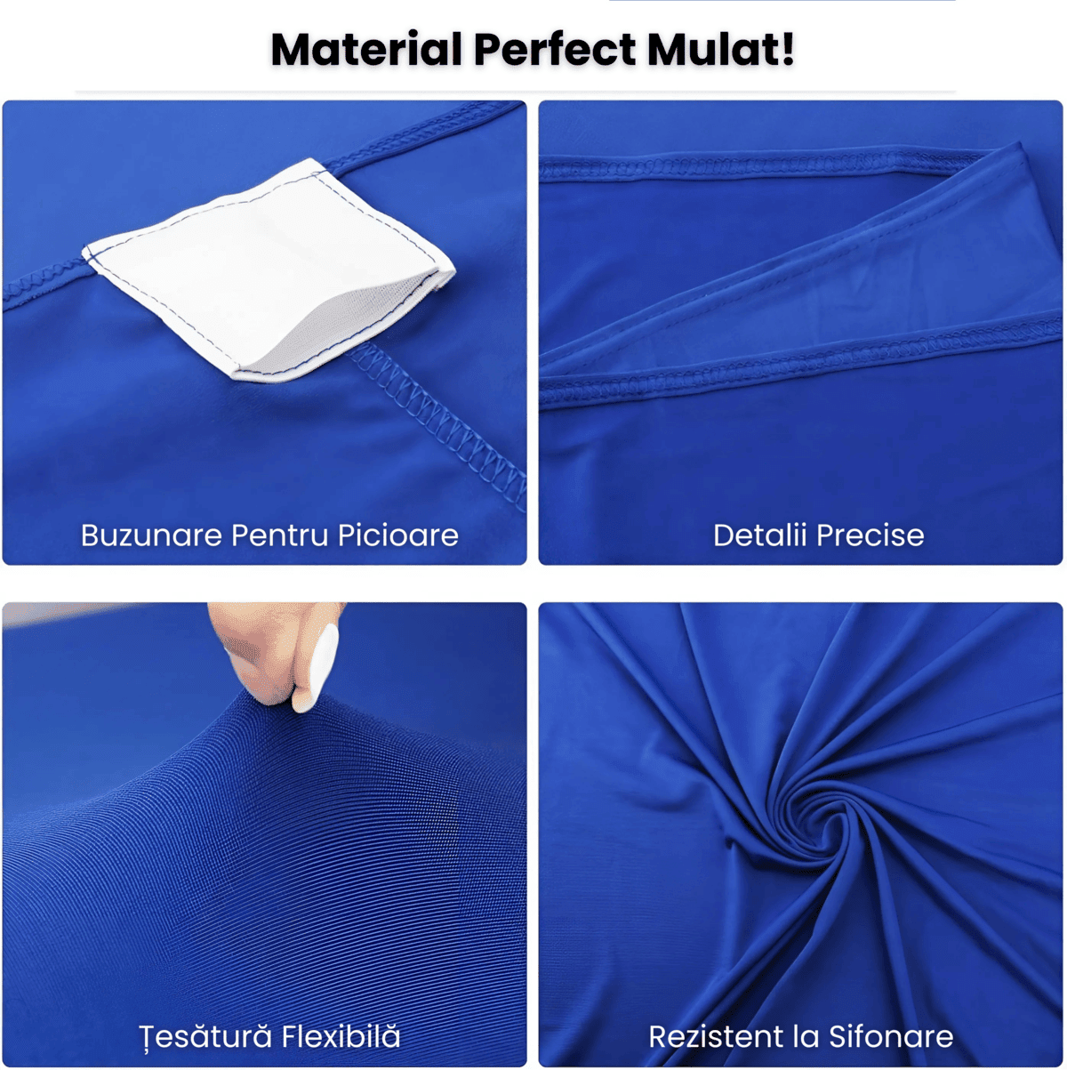 Husa Masa Cocktail HASEPE, Husa Elastica Evenimente, Fata de Masa Elastica Protectie Decor, Diametru 75 - 85 cm, Inaltime 110 - 120 cm, Albastra - HASEPE
