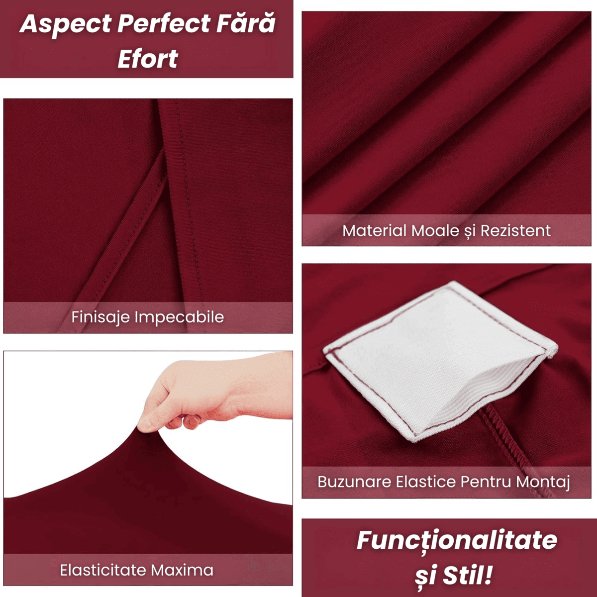 Husa Masa Cocktail HASEPE, Husa Elastica Pentru Evenimente, Fata de Masa Protectie si Decor, Diametru 75 - 85 cm, Inaltime 110 - 120 cm, Rosu - HASEPE