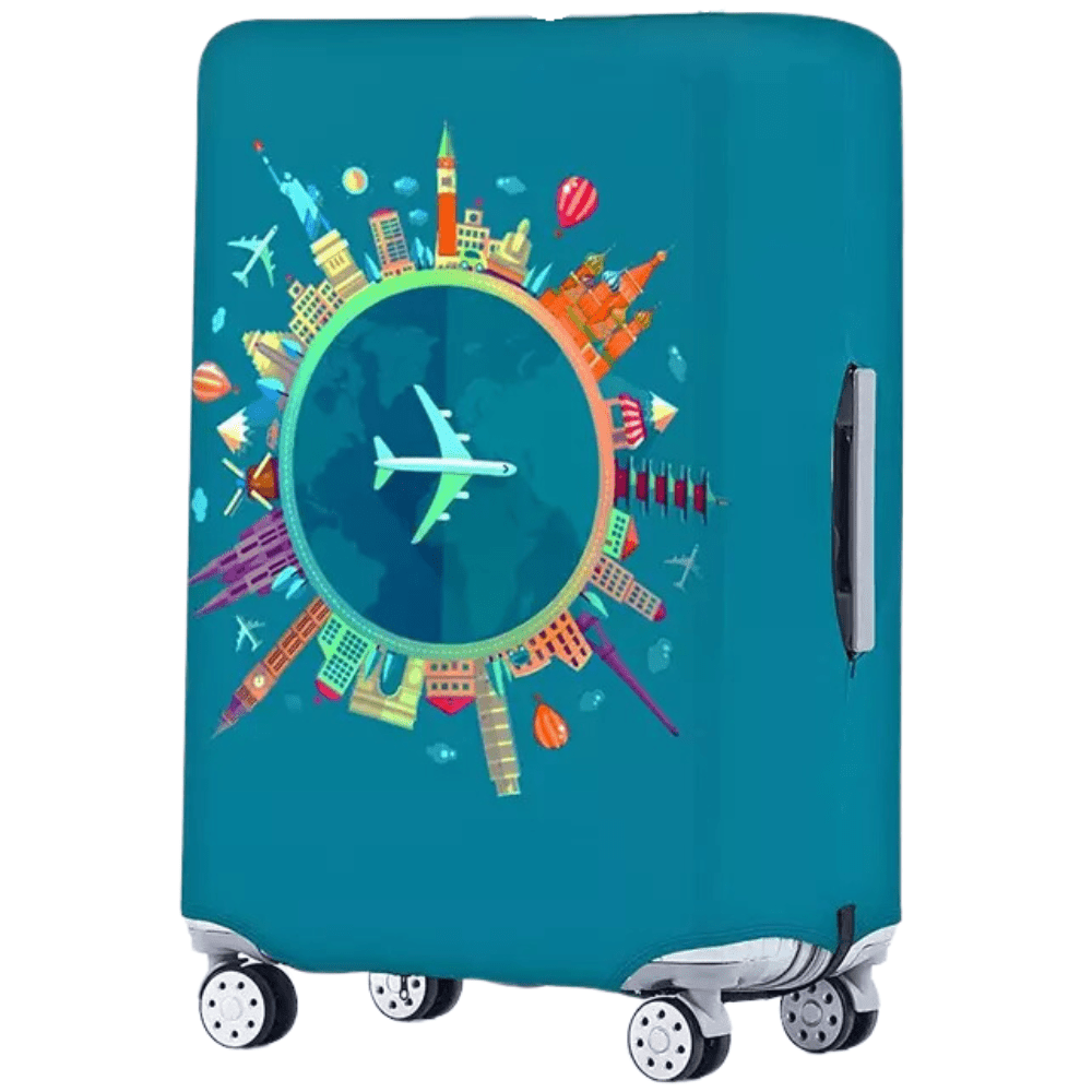 Husa Troler HASEPE Model Avion, Husa Elastica Protectie Valiza, Inchidere Velcro, Marimea M, Multicolor - HASEPE