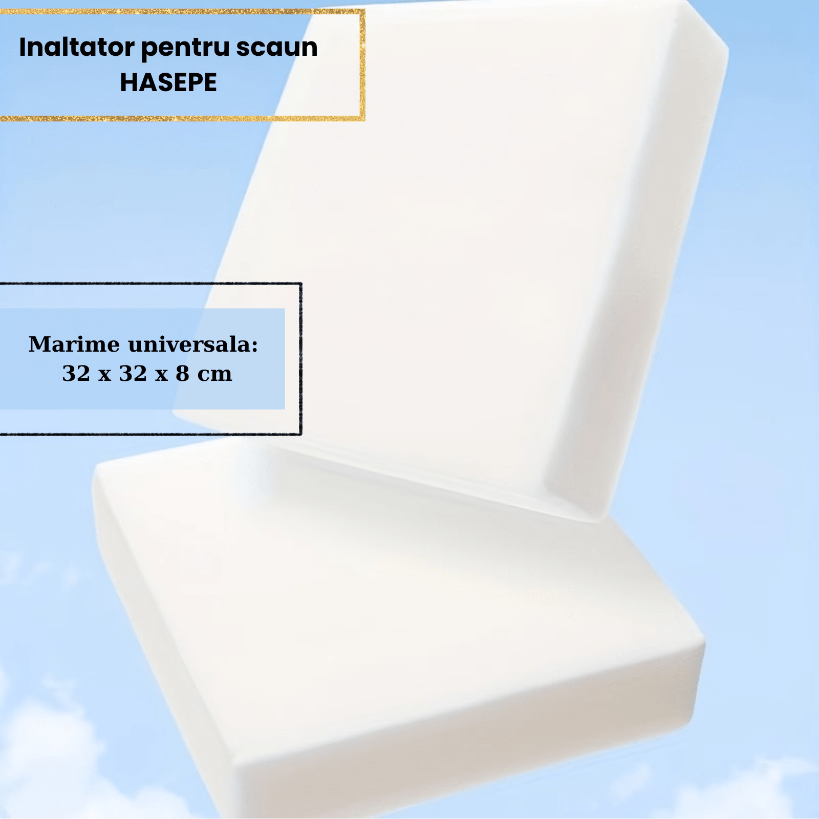 Inaltator pentru scaun copii HASEPE, perna confortabila, Inaltator pentru masa, curele reglabile, husa detasabila, 32x32x8 cm, Gri/alb - HASEPE