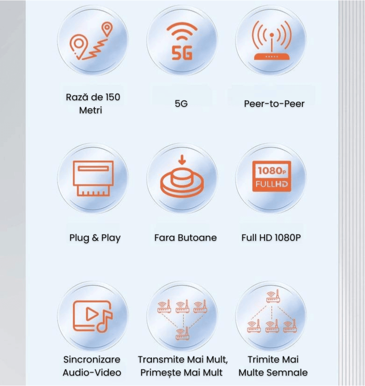 Kit Extensie HDMI Wireless 150m HASEPE, Transmițător și Receptor Full HD 1080p, Plug & Play, Dual Band 2.4G/5G, Alimentare USB 5V, Compatibil Laptop, TV, Monitor, Proiector - HASEPE