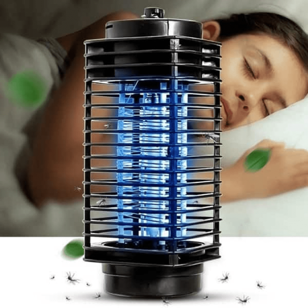 Lampa UV Anti Insecte HASEPE, Aparat Anti Tantari, Muste si Musculite, Capcana Electrica Silentioasa cu Radiatie 360°, Consum Redus, Interior Exterior, Negru, 11x25 cm - HASEPE