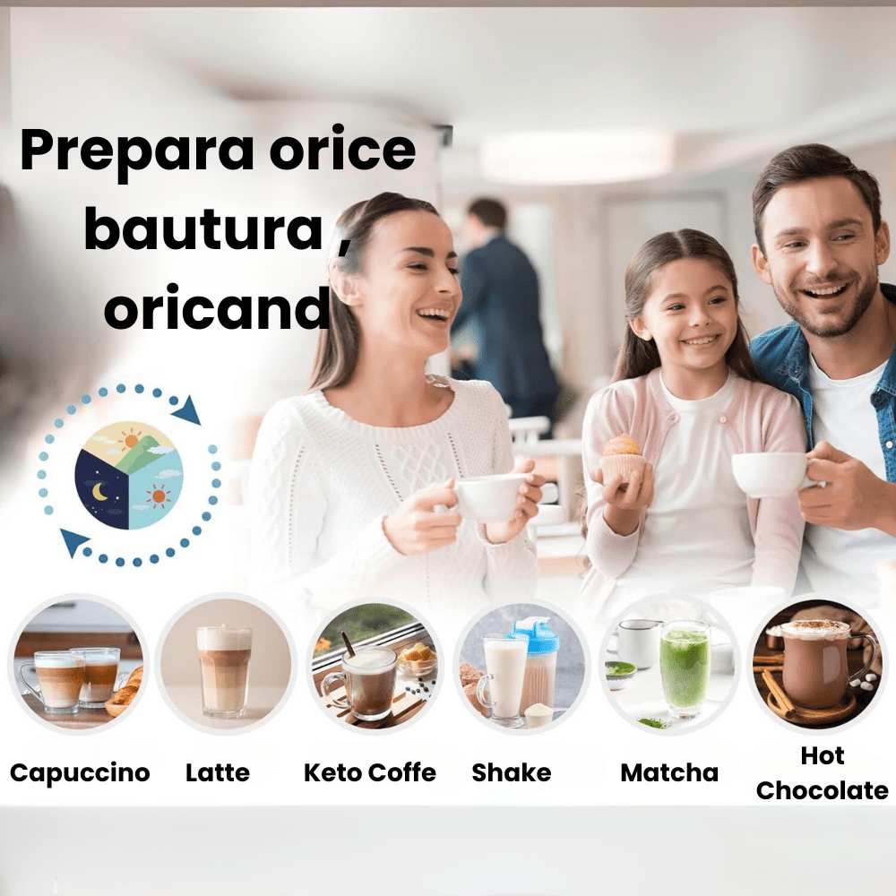 Mixer Spuma de Lapte Electric HASEPE, Otel Inoxidabil, Design Slim Portabil, Usor de Folosit, Ideal pentru Cafea, Latte, Cappuccino, Frappe, Matcha, Ciocolata Calda, Bauturi Crema, Functionare cu Bate - HASEPE