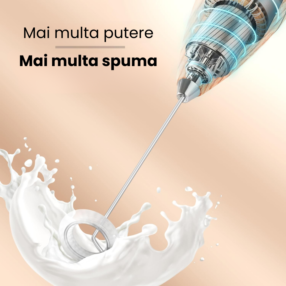 Mixer Spuma de Lapte Electric HASEPE, Otel Inoxidabil, Design Slim Portabil, Usor de Folosit, Ideal pentru Cafea, Latte, Cappuccino, Frappe, Matcha, Ciocolata Calda, Bauturi Crema, Functionare cu Bate