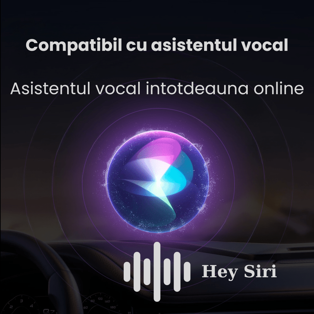 Modulator CarPlay Wireless si Android Auto Wireless HASEPE, Adaptor Auto 2 in 1, USB - C si USB normal, Plug & Play, Reconectare Automata, Compatibil iPhone si Android, Consum Redus, Gri - HASEPE