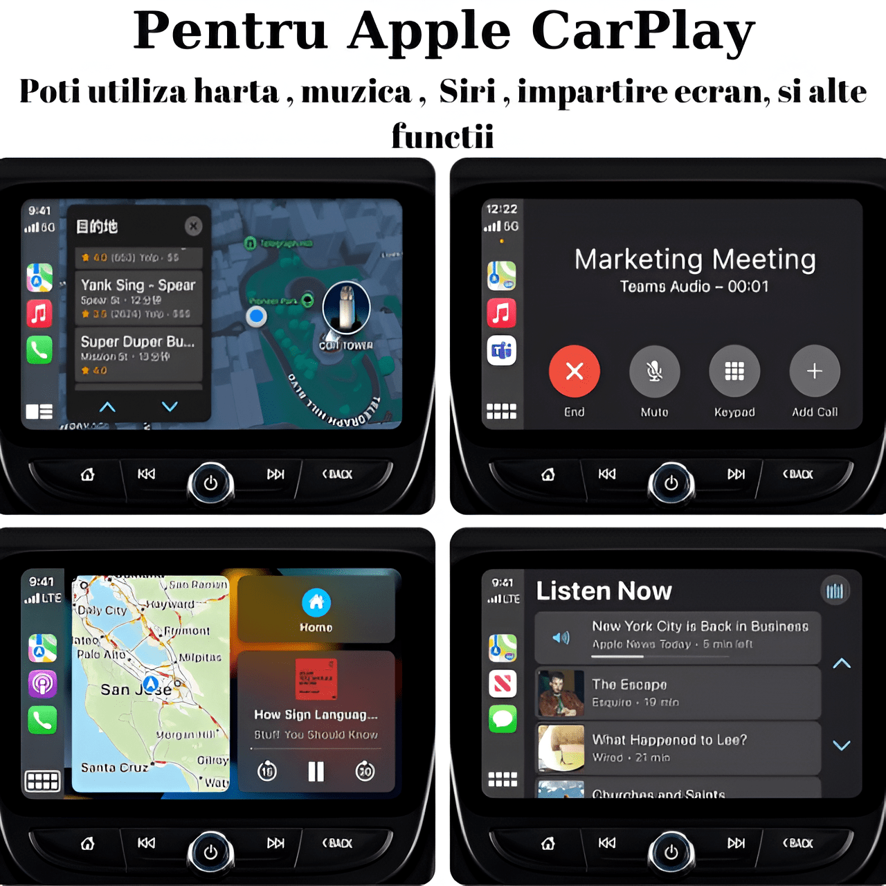 Modulator CarPlay Wireless HASEPE, USB/USB - C, Reconectare Automata, Siri, GPS Online, Muzica si Mesaje, Compatibil iOS 10+, Conexiune WiFi 5GHz, Design Compact Negru - HASEPE