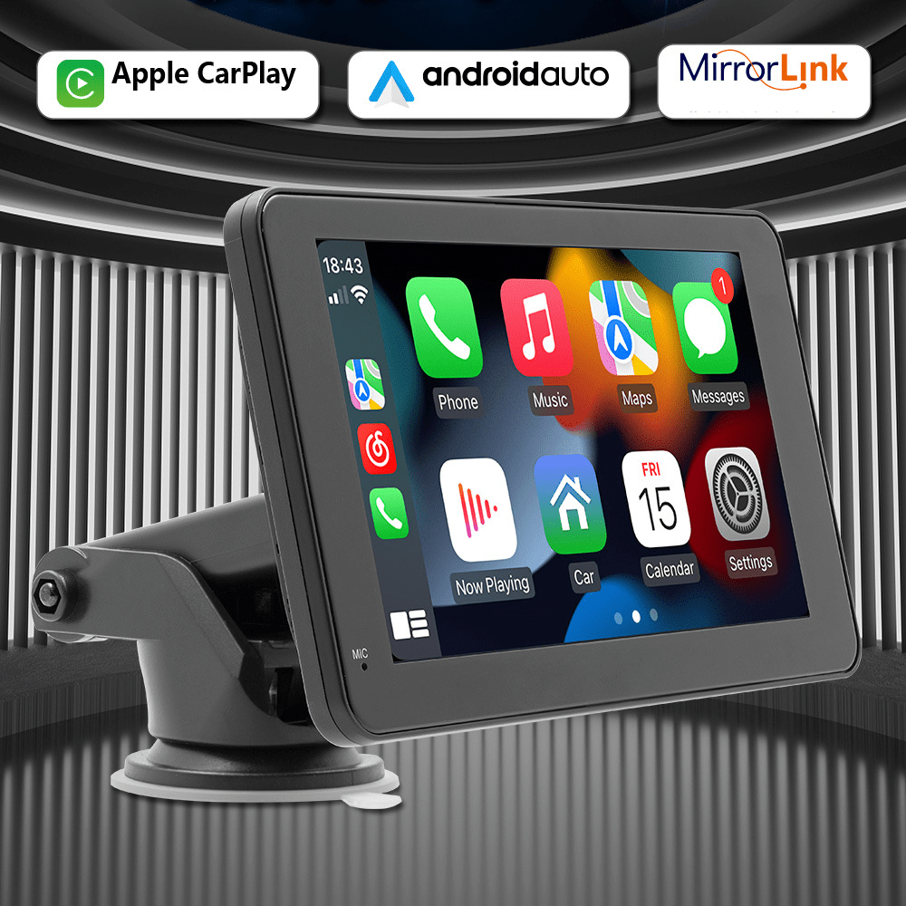 Navigatie Auto HASEPE cu Display 7 inch, CarPlay Wireless, Android Auto Wireless, Bluetooth, MirrorLink, Tableta Masina Touchscreen, Compatibil Universal, Negru - HASEPE