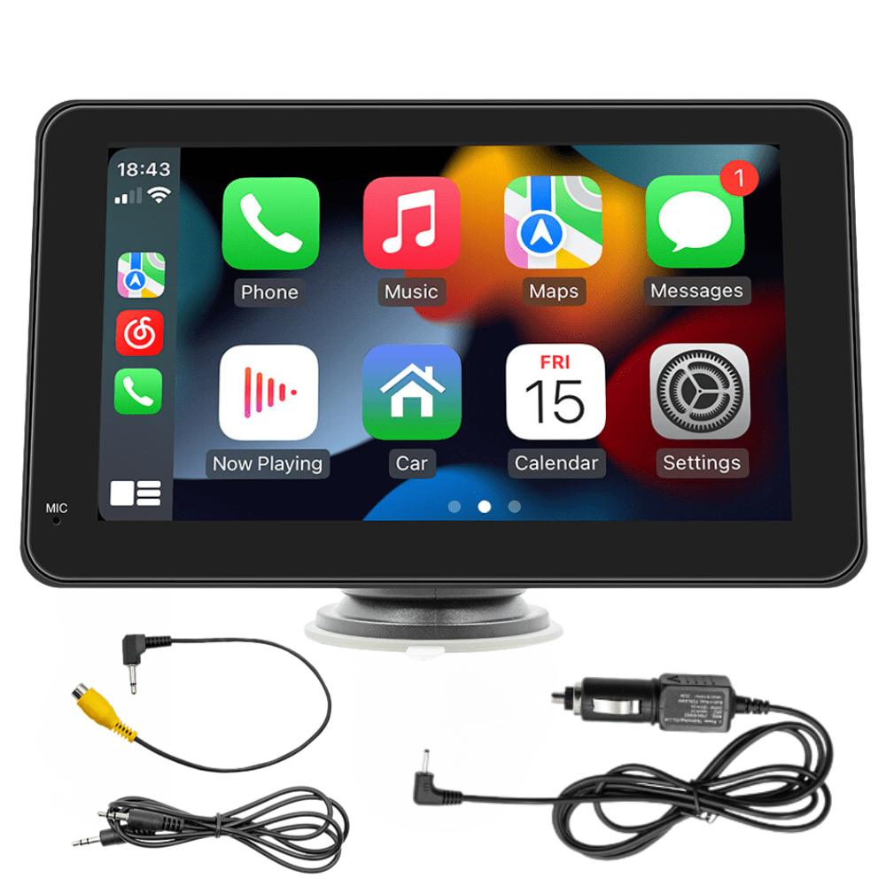 Navigatie Auto HASEPE cu Display 7 inch, CarPlay Wireless, Android Auto Wireless, Bluetooth, MirrorLink, Tableta Masina Touchscreen, Compatibil Universal, Negru - HASEPE