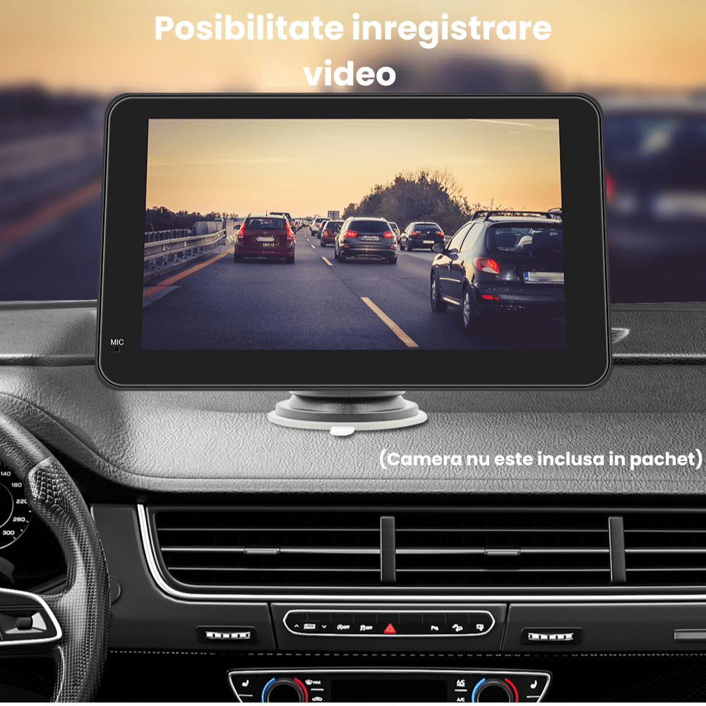 Navigatie Auto HASEPE cu Display 7 inch, CarPlay Wireless, Android Auto Wireless, Bluetooth, MirrorLink, Tableta Masina Touchscreen, Compatibil Universal, Negru - HASEPE