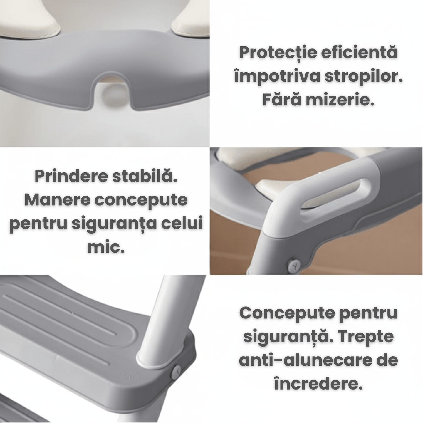 Reductor WC copii cu scarita HASEPE, pliabil, cu trepte si manere antiderapante, sezut moale PU pentru confort sporit, sigur si usor de depozitat - HASEPE
