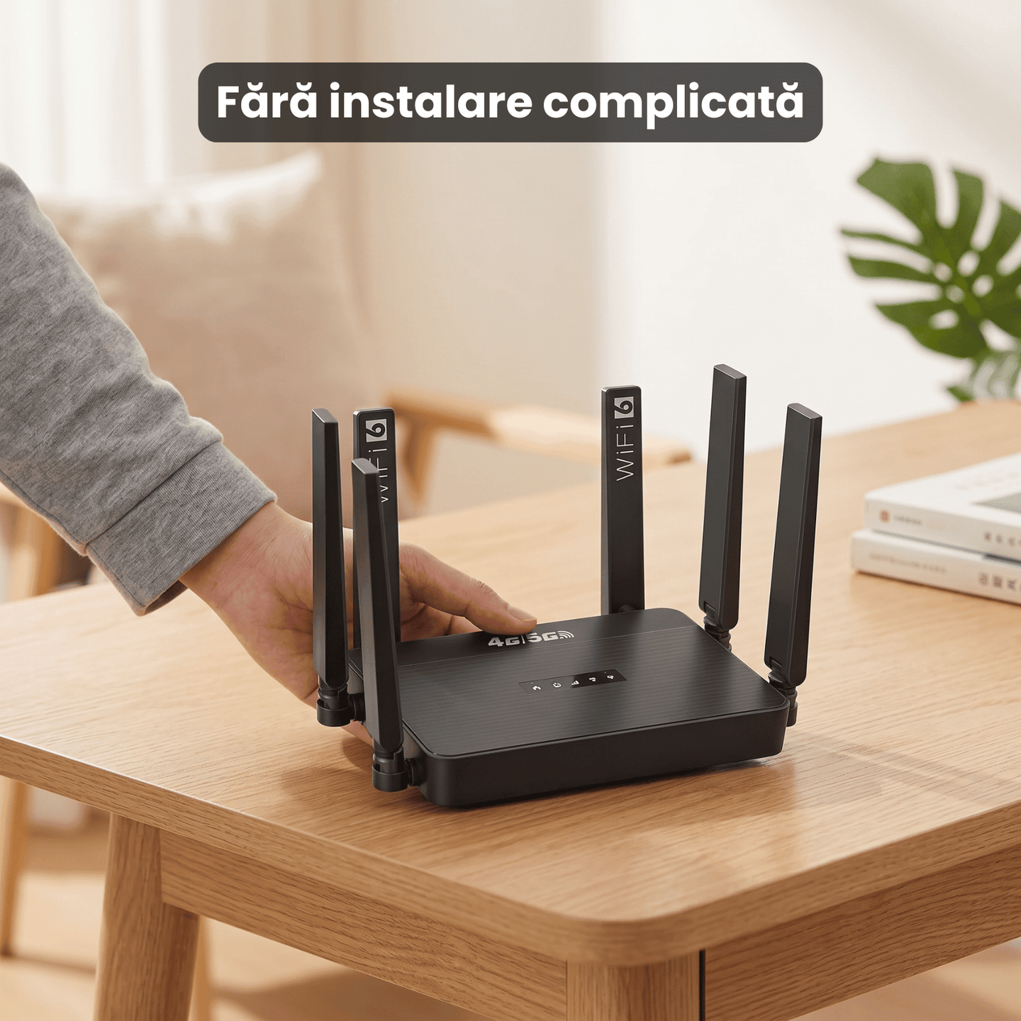 Router Wireless HASEPE® 5G 4G LTE WiFi 6 Cu Slot SIM, Router Wireless Dual Band AX, Router Wireless Portabil Cu Baterie Integrata, 1WAN 3LAN, 32 Dispozitive Conectate, Antene High Gain Detasabile, Vit - HASEPE