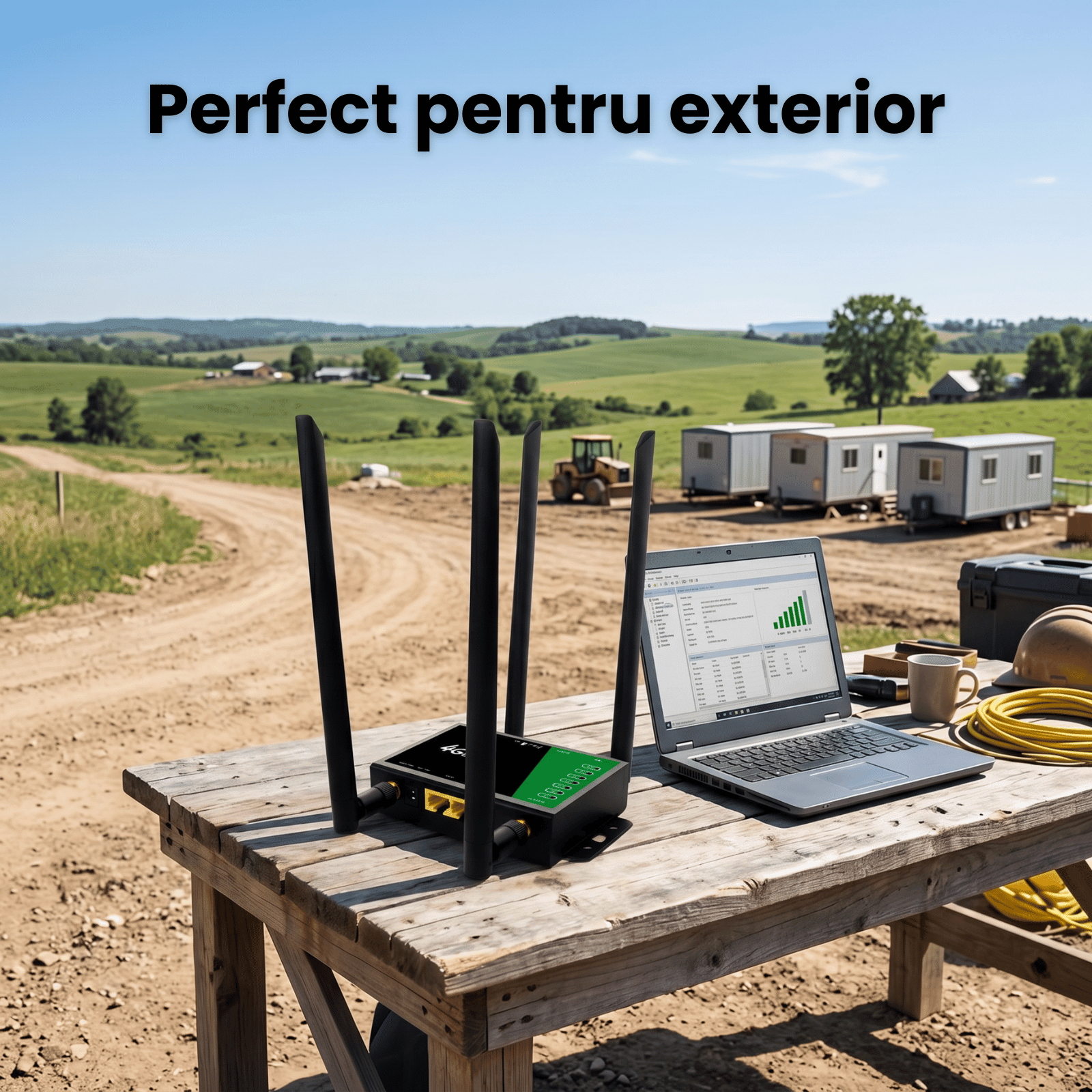 Router Wireless 4G LTE HASEPE® Exterior CPE 300Mbps, Router Wireless Cu Slot SIM, Router Wireless Cu 2 Porturi LAN, Antene Duale, Plug And Play,, Router Wireless Pentru Casa Birou Exterior - HASEPE