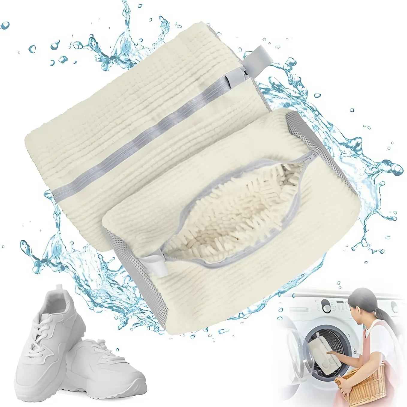 Sac Spalat Incaltaminte HASEPE pentru Masina de Spalat, Protectie Pantofi, Alb