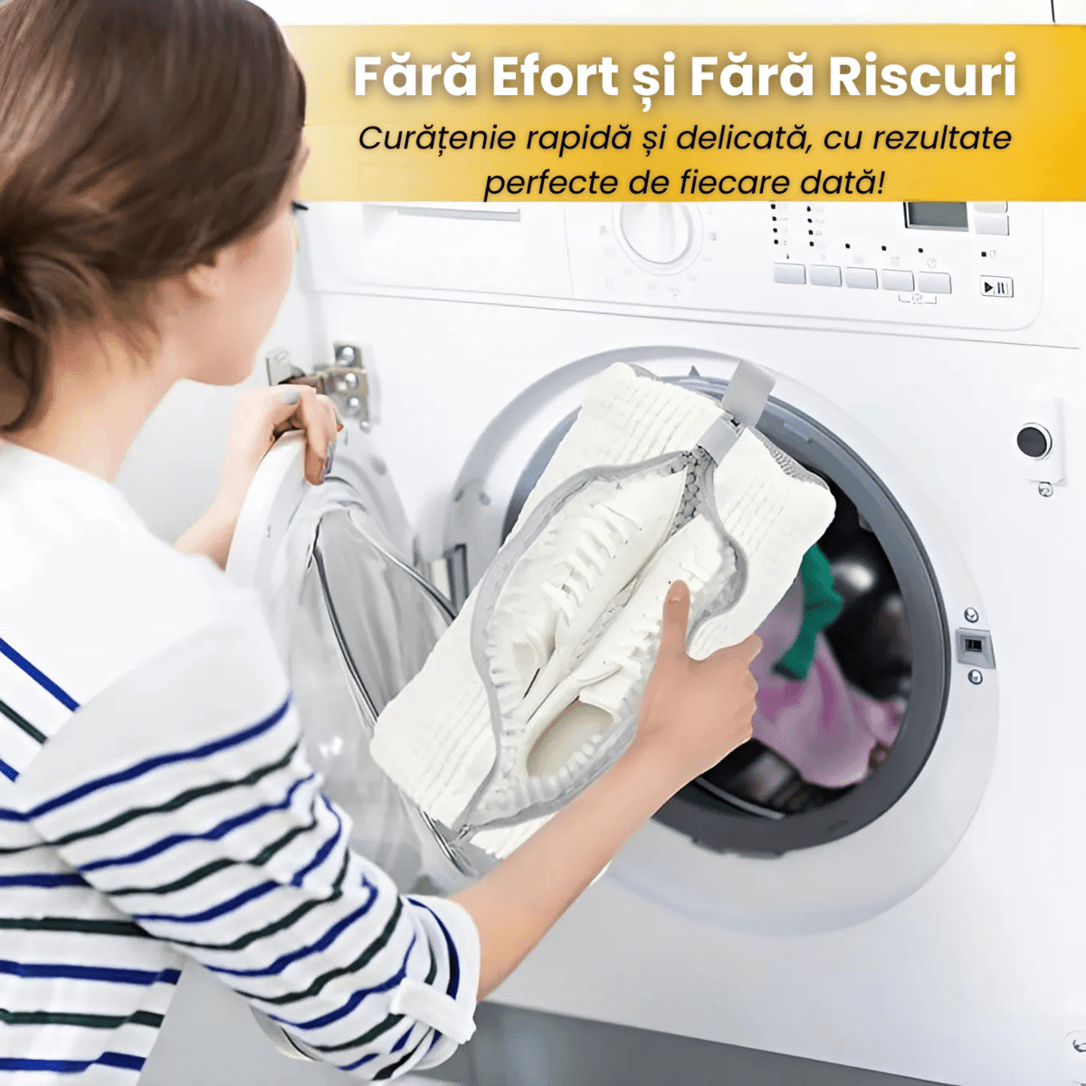 Sac Spalat Incaltaminte HASEPE, Protectie Pantofi in Masina de Spalat, Fibra Moale, Material Rezistent, Fermoar Premium, 39x19 cm, Alb - HASEPE