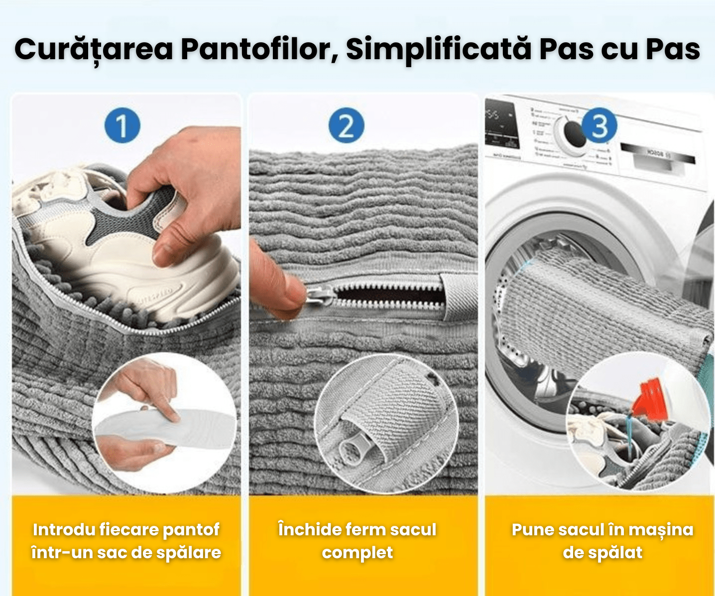 Sac Spalat Incaltaminte HASEPE, Protectie Pantofi in Masina de Spalat, Fibra Moale, Material Rezistent, Fermoar Premium, 39x19 cm, Gri - HASEPE