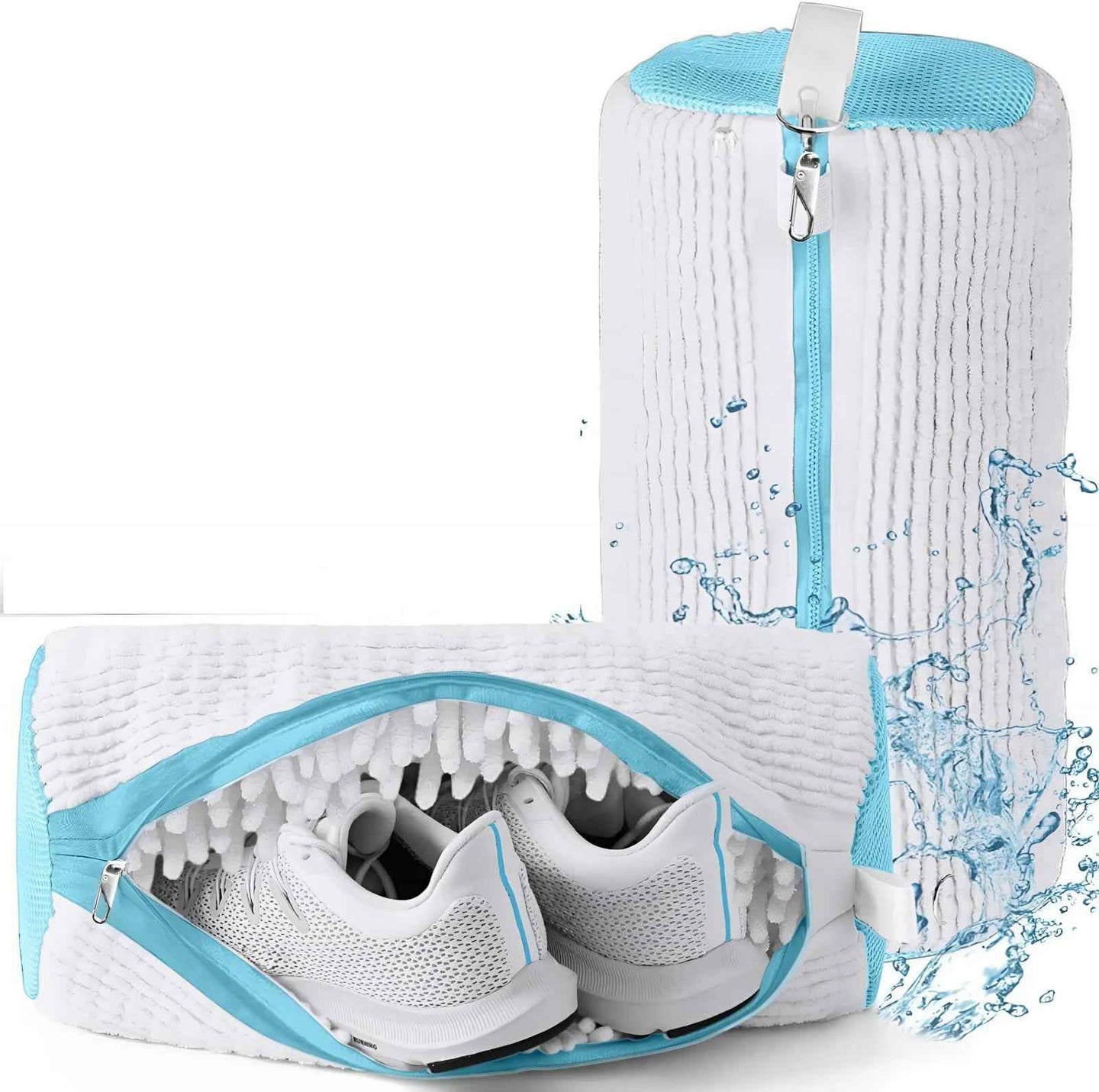 Sac Spalat Incaltaminte HASEPE pentru Masina de Spalat, Protectie Pantofi, Alb/Albastru