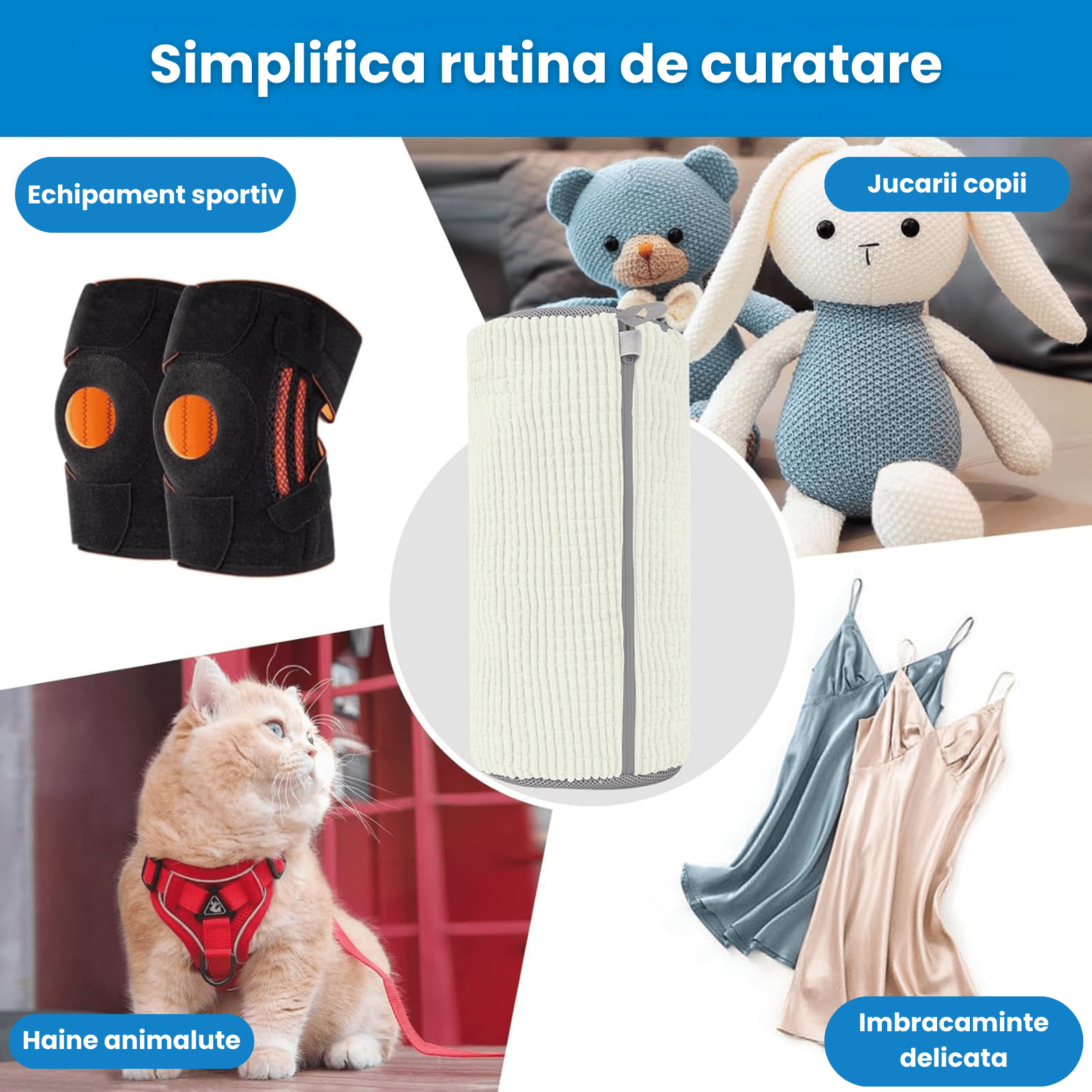 Sac Spalat Incaltaminte HASEPE pentru Masina de Spalat, Protectie Pantofi, Fibra Moale, Material Rezistent, Fermoar Premium, 39x19 cm, Alb/Gri - HASEPE