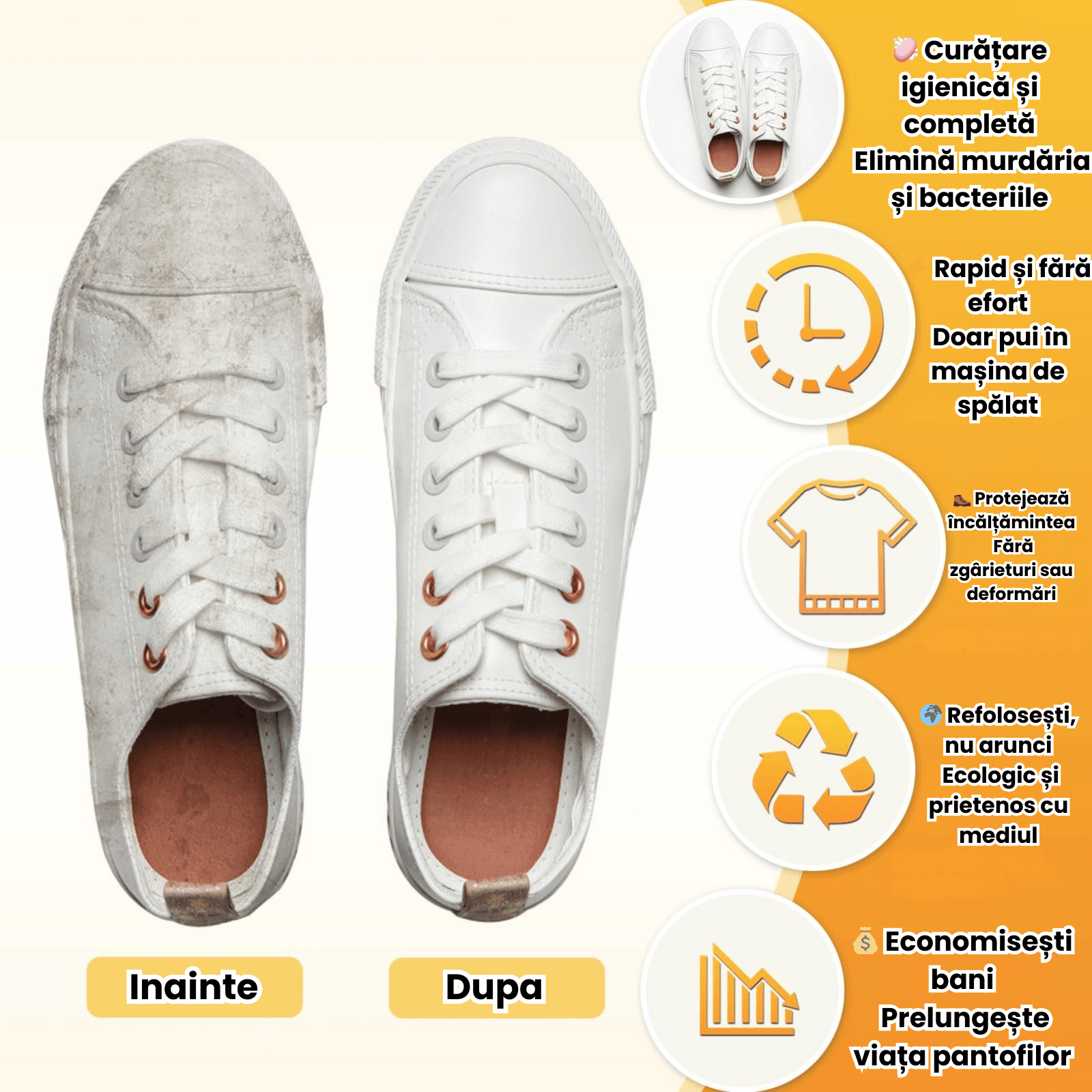 Sac Spalat Incaltaminte HASEPE pentru Masina de Spalat, Protectie Pantofi, Fibra Moale, Material Rezistent, Fermoar Premium, 39x19 cm, Galben/Albastru - HASEPE