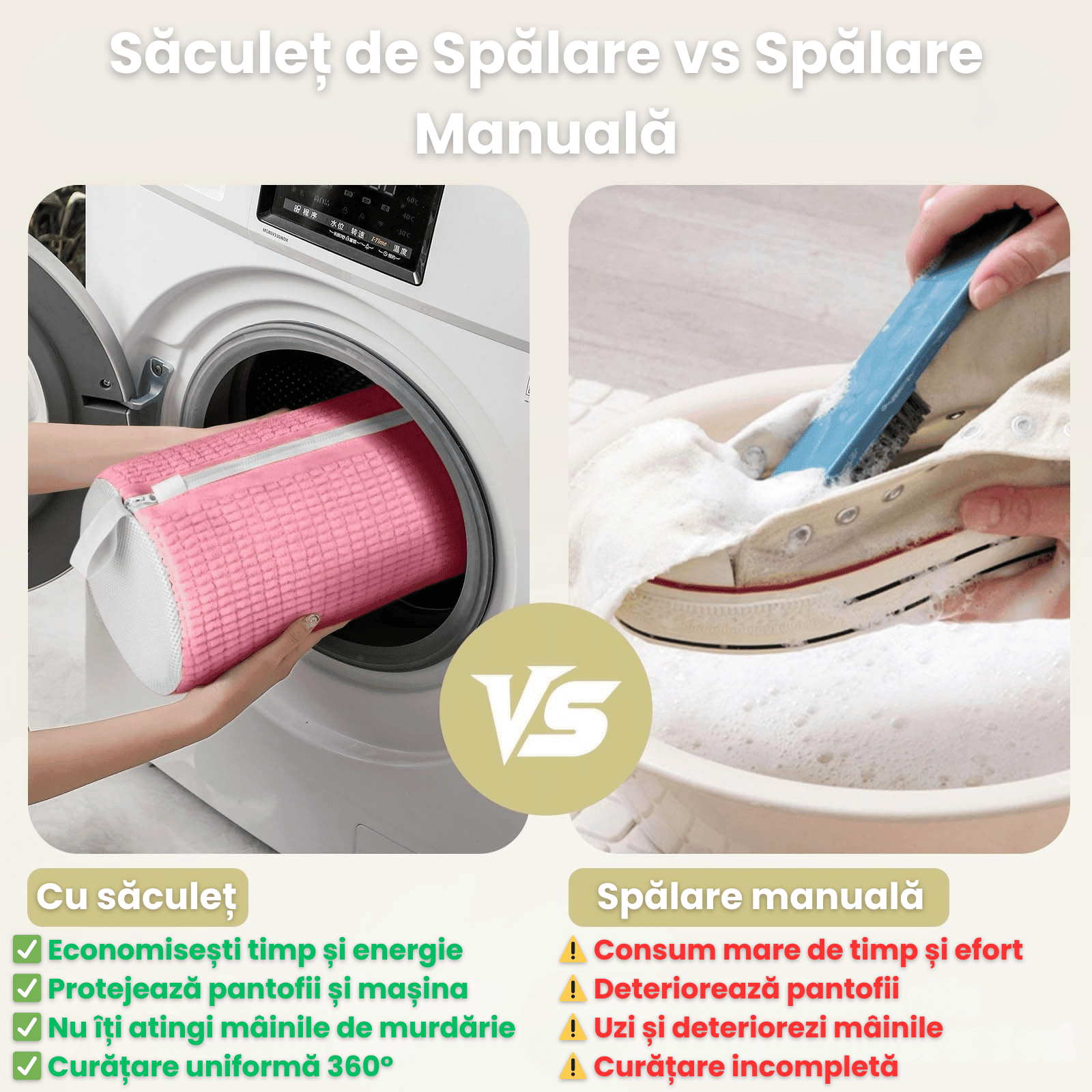 Sac Spalat Incaltaminte HASEPE pentru Masina de Spalat, Protectie Pantofi, Fibra Moale, Material Rezistent, Fermoar Premium, 39x19 cm, Roz - HASEPE