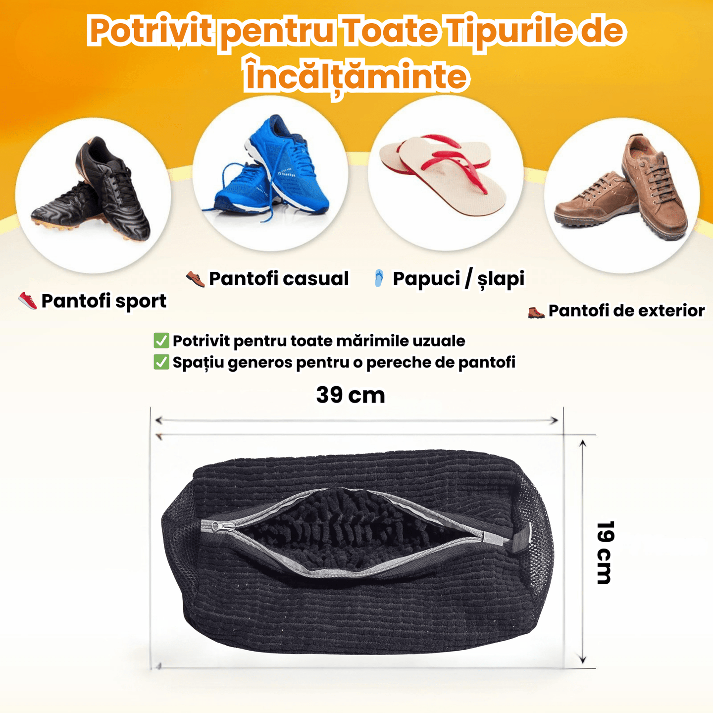 Sac Spalat Incaltaminte HASEPE pentru Masina de Spalat, Protectie Pantofi, Fibra Moale, Material Rezistent, Fermoar Premium, 39x19 cm, Gri - HASEPE