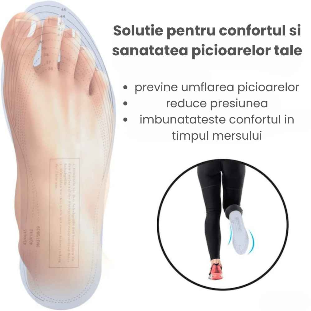 Set 2 Branturi Ortopedice HASEPE, Spuma cu Memorie, Marime Ajustabila 36 - 45, Unisex, Confort pentru Picioare Obosite, Absorbtie Transpiratie si Amortizare Socuri - HASEPE