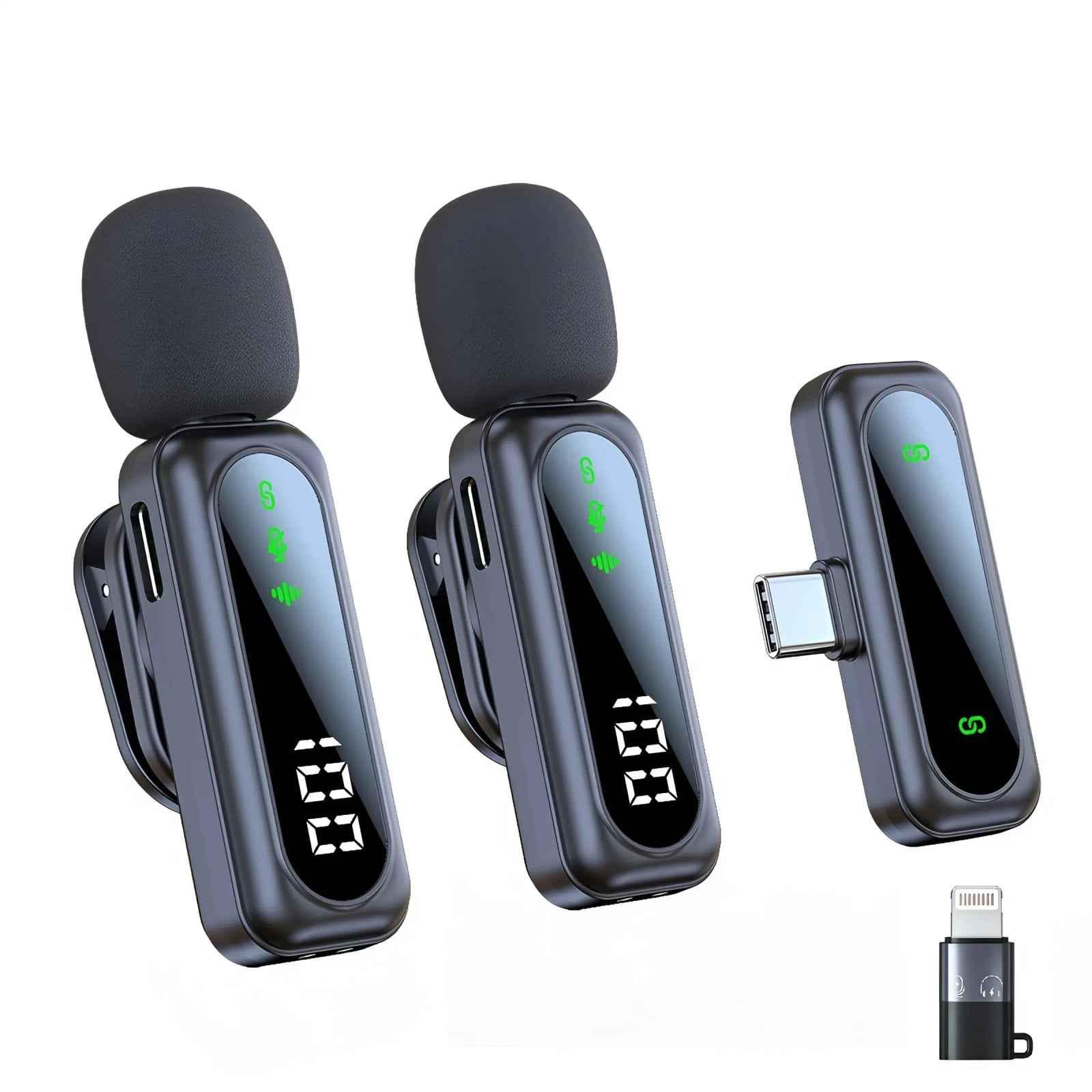Set 2 Microfoane Lavaliera Wireless HASEPE cu Afisaj Digital, Anulare Zgomot 360