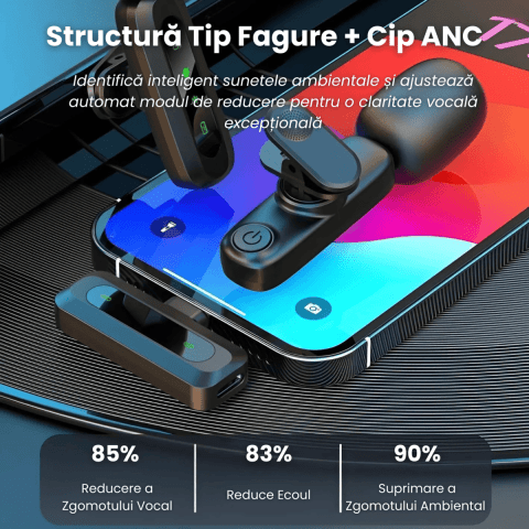 Set 2 Microfoane Lavaliera Wireless USB - C HASEPE, Anulare Zgomot, Compatibile Android, iPhone, Tableta, PC, Plug & Play, Autonomie 12H, Ideale pentru Vlog, TikTok, YouTube, Podcast - HASEPE