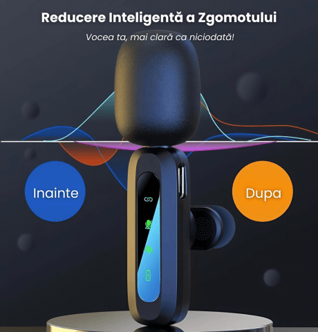 Set 2 Microfoane Lavaliera Wireless USB - C HASEPE, Anulare Zgomot, Compatibile Android, iPhone, Tableta, PC, Plug & Play, Autonomie 12H, Ideale pentru Vlog, TikTok, YouTube, Podcast - HASEPE