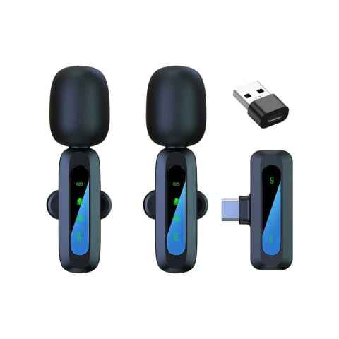 Set 2 Microfoane Lavaliera Wireless HASEPE USB-C pentru Android si iPhone