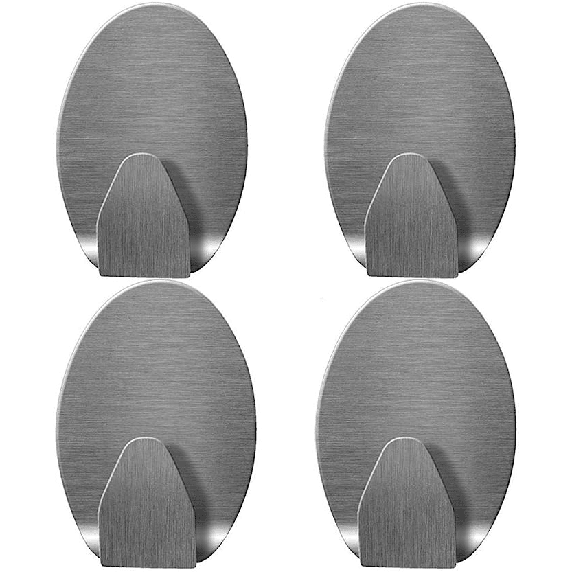 Set 4 Cuiere Autoadezive Baie din Inox, Fixare Fara Gauri, Rezistente la Umiditate