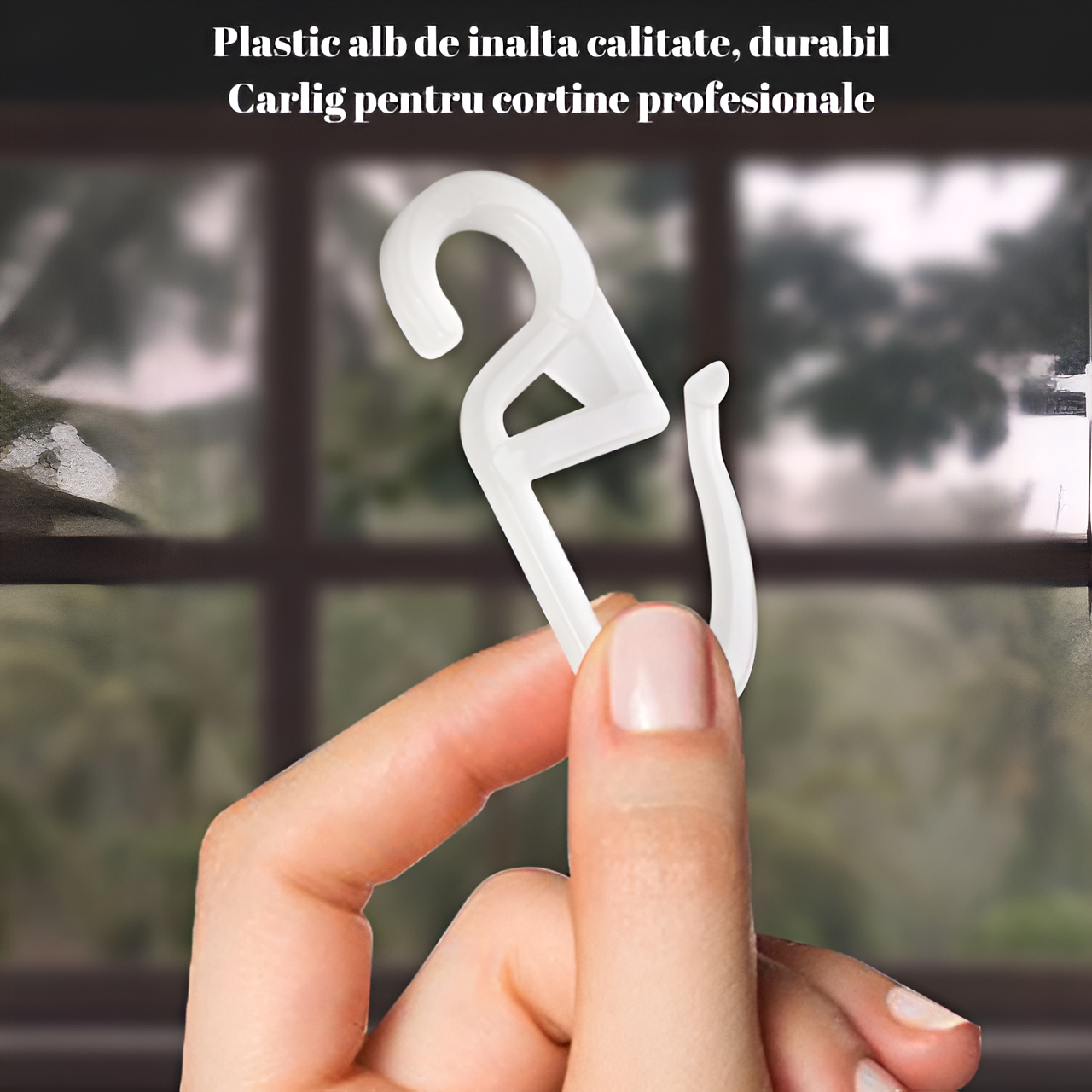 Set 50 Carlige Perdea Home Sweet Paradise, Plastic Rezistent, Culoare Alb, Accesorii pentru Sine si Draperii