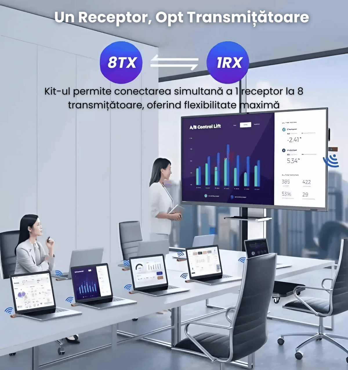 Transmițător și Receptor HDMI Wireless HASEPE, Extender HDMI Full HD 1080P, Plug & Play, Rază 50m, Conexiune 5.8G Stabilă, Compatibil Laptop, PC, TV, Proiector, Consolă Gaming